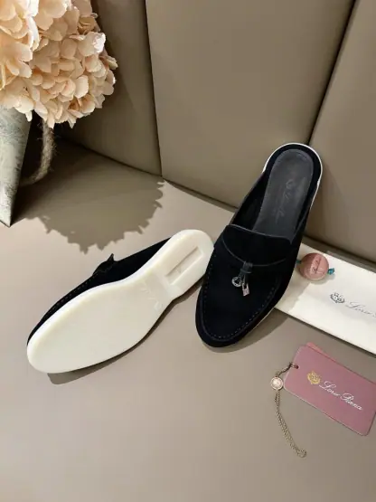 Replica Loro Piana Babouche Charms Walk Moccasin Women's Slippers Suede #3167 - Image 4