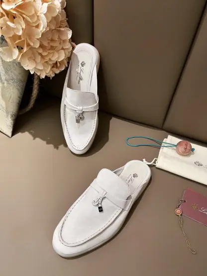 Replica Loro Piana Babouche Charms Walk Moccasin Slipper Women's Suede Loafer #3154 - Image 7