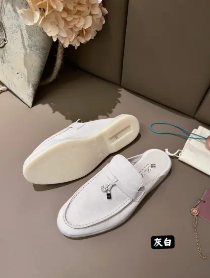 Replica Loro Piana Babouche Charms Walk Moccasin Slipper Women's Suede Loafer #3154 - Image 2