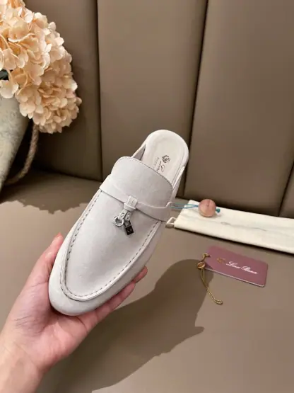 Replica Loro Piana Babouche Charms Walk Moccasin Slipper Women's Suede Loafer #3154 - Image 4