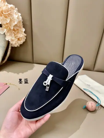 Replica Loro Piana Babouche Charms Walk Moccasin Slipper Women's Suede Loafer #3153 - Image 5