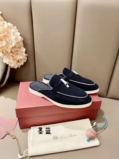 Replica Loro Piana Babouche Charms Walk Moccasin Slipper Women's Suede Loafer #3153 - Image 4
