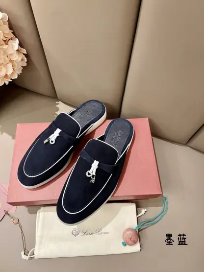 Replica Loro Piana Babouche Charms Walk Moccasin Slipper Women's Suede Loafer #3153 - Image 8