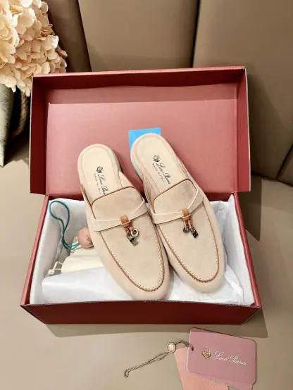 Replica Loro Piana Babouche Charms Walk Moccasin Slipper Women's Suede Loafer #3151 - Image 3