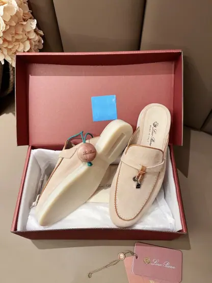 Replica Loro Piana Babouche Charms Walk Moccasin Slipper Women's Suede Loafer #3151 - Image 9