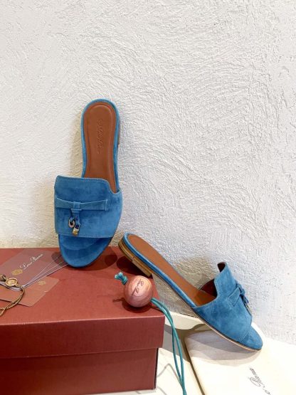 Replica Loro Piana Summer Charms Sandal Women's Slippers Suede Goatskin #3212 - Image 2