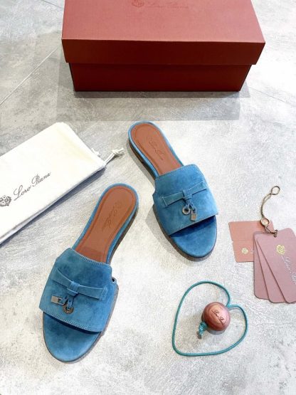 Replica Loro Piana Summer Charms Sandal Women's Slippers Suede Goatskin #3212 - Image 6