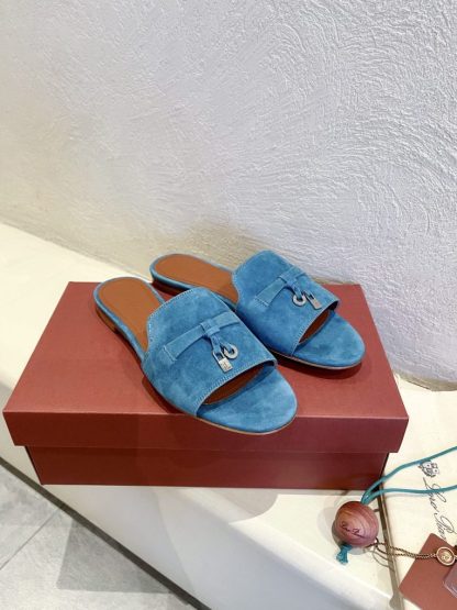 Replica Loro Piana Summer Charms Sandal Women's Slippers Suede Goatskin #3212 - Image 3