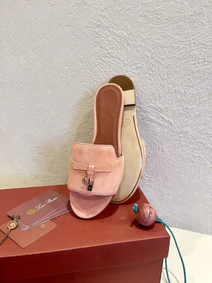 Replica Loro Piana Summer Charms Sandal Women's Slippers Suede Goatskin #3207 - Image 2