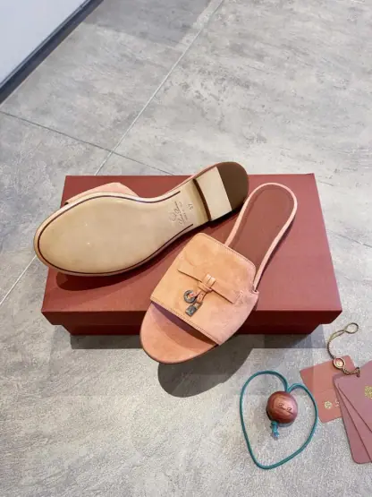 Replica Loro Piana Summer Charms Sandal Women's Slippers Suede Goatskin #3207 - Image 3