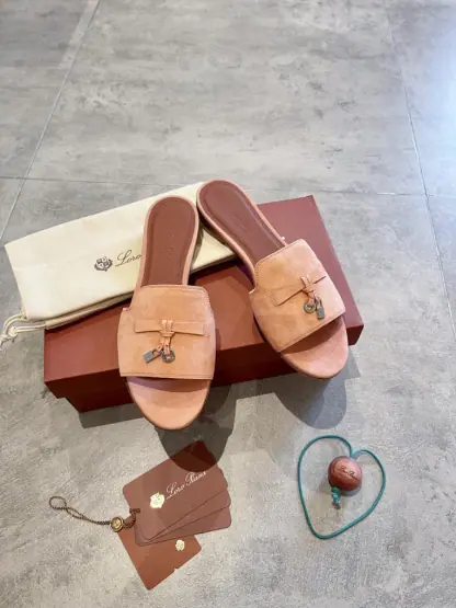 Replica Loro Piana Summer Charms Sandal Women's Slippers Suede Goatskin #3207 - Image 6