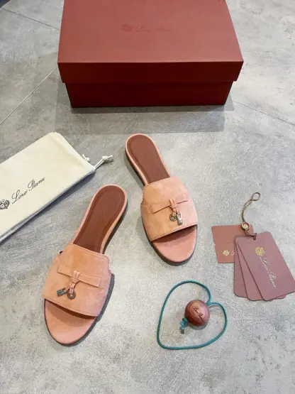 Replica Loro Piana Summer Charms Sandal Women's Slippers Suede Goatskin #3207 - Image 7
