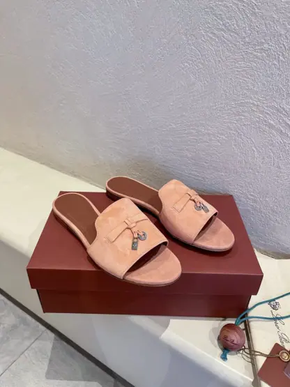 Replica Loro Piana Summer Charms Sandal Women's Slippers Suede Goatskin #3207 - Image 8