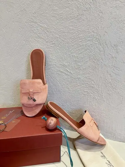 Replica Loro Piana Summer Charms Sandal Women's Slippers Suede Goatskin #3207 - Image 4