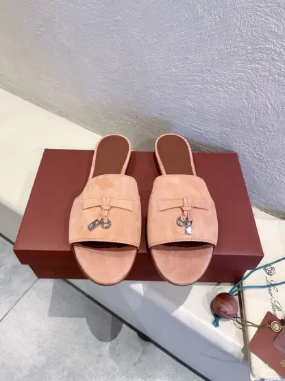 Replica Loro Piana Summer Charms Sandal Women's Slippers Suede Goatskin #3207