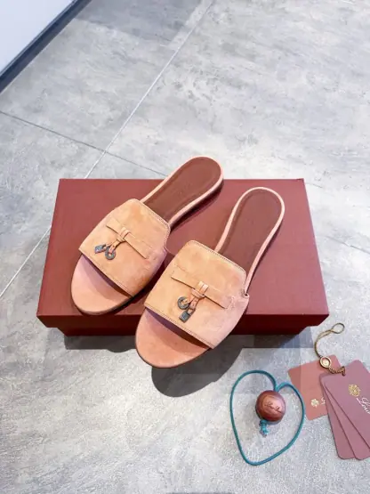 Replica Loro Piana Summer Charms Sandal Women's Slippers Suede Goatskin #3207 - Image 9