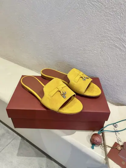 Replica Loro Piana Summer Charms Sandal Women's Slippers Suede Goatskin #3206 - Image 6