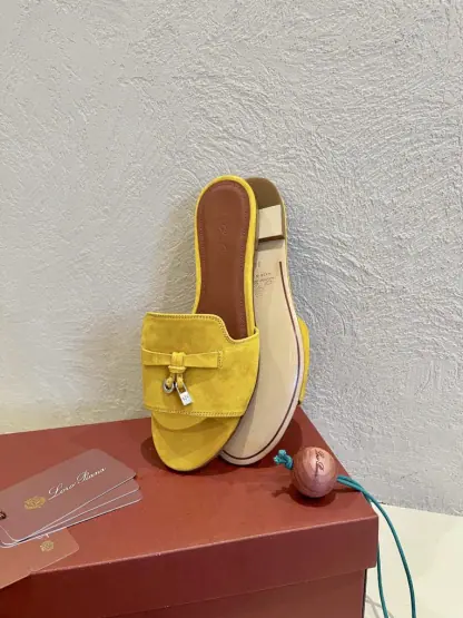 Replica Loro Piana Summer Charms Sandal Women's Slippers Suede Goatskin #3206 - Image 2