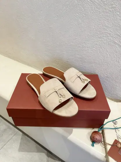 Replica Loro Piana Summer Charms Sandal Women's Slippers Suede Goatskin #3205 - Image 2