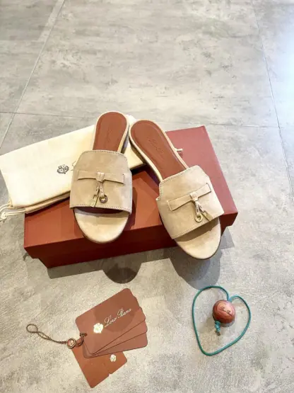 Replica Loro Piana Summer Charms Sandal Women's Slippers Suede Goatskin #3205 - Image 8