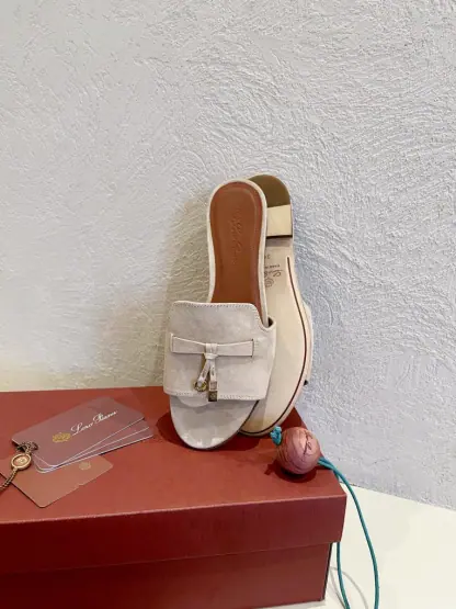 Replica Loro Piana Summer Charms Sandal Women's Slippers Suede Goatskin #3205 - Image 6