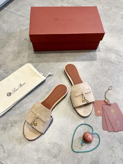 Replica Loro Piana Summer Charms Sandal Women's Slippers Suede Goatskin #3205 - Image 4