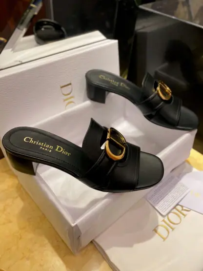Replica Dior 30 Montaigne Heeled Slide Black Calfskin For Women 2024 #3323 - Image 11