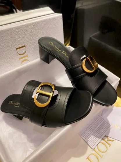 Replica Dior 30 Montaigne Heeled Slide Black Calfskin For Women 2024 #3323 - Image 13