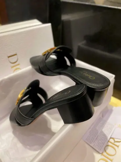 Replica Dior 30 Montaigne Heeled Slide Black Calfskin For Women 2024 #3323 - Image 14