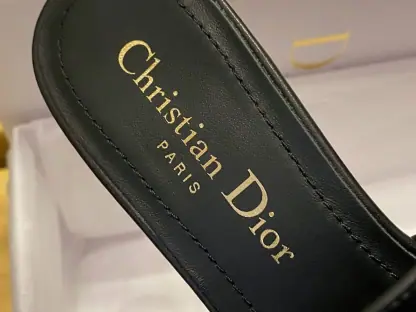 Replica Dior 30 Montaigne Heeled Slide Black Calfskin For Women 2024 #3323 - Image 2