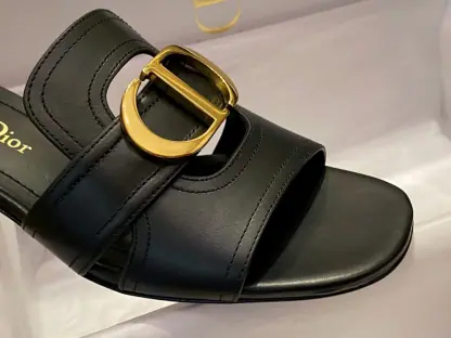 Replica Dior 30 Montaigne Heeled Slide Black Calfskin For Women 2024 #3323 - Image 4