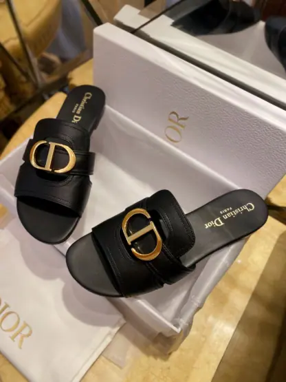 Replica Dior 30 Montaigne Slide Black Calfskin For Women 2024 #3322 - Image 6