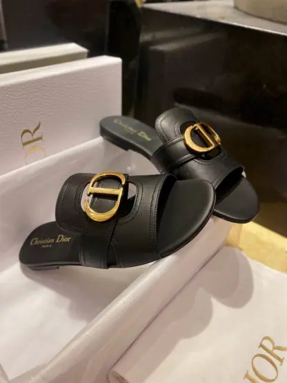 Replica Dior 30 Montaigne Slide Black Calfskin For Women 2024 #3322 - Image 8