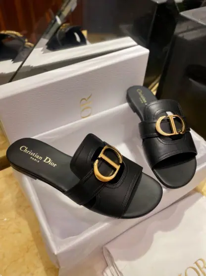 Replica Dior 30 Montaigne Slide Black Calfskin For Women 2024 #3322 - Image 9