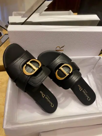 Replica Dior 30 Montaigne Slide Black Calfskin For Women 2024 #3322 - Image 10