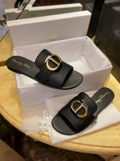 Replica Dior 30 Montaigne Slide Black Calfskin For Women 2024 #3322 - Image 11