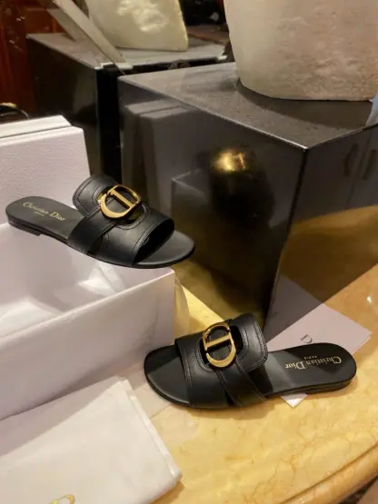 Replica Dior 30 Montaigne Slide Black Calfskin For Women 2024 #3322 - Image 13