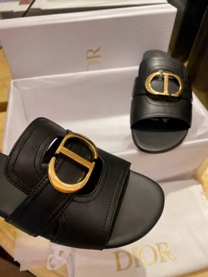 Replica Dior 30 Montaigne Slide Black Calfskin For Women 2024 #3322 - Image 4