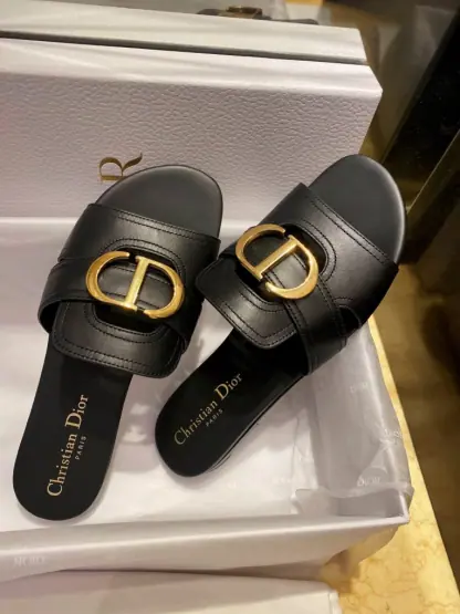 Replica Dior 30 Montaigne Slide Black Calfskin For Women 2024 #3322