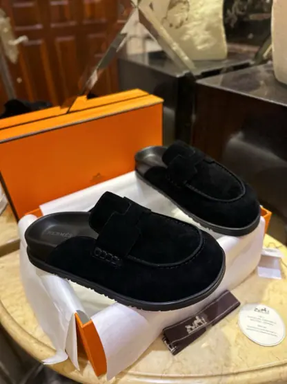Replica Hermes Women's GO Mule Black Suede Mule #3342 - Image 9