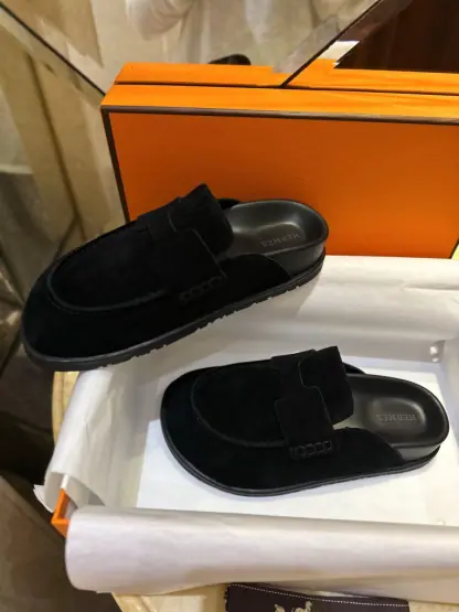 Replica Hermes Women's GO Mule Black Suede Mule #3342 - Image 11