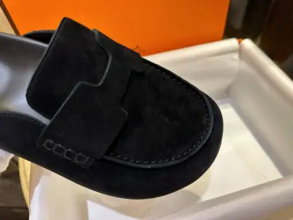 Replica Hermes Women's GO Mule Black Suede Mule #3342 - Image 7