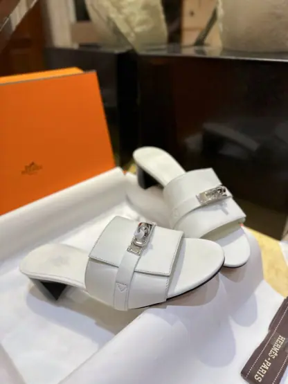 Replica Hermes Women's GIGI 50 Sandal white CalfSkin #3337 - Image 10