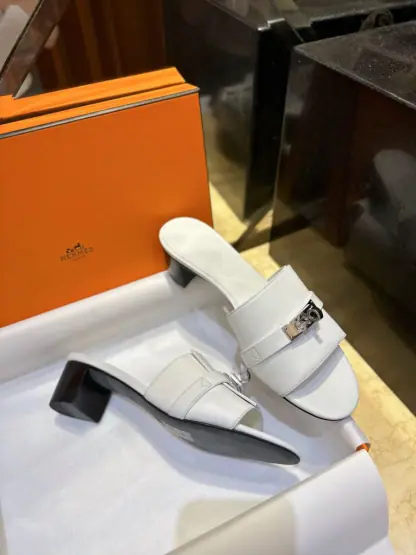 Replica Hermes Women's GIGI 50 Sandal white CalfSkin #3337 - Image 13