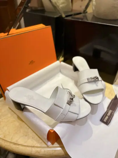 Replica Hermes Women's GIGI 50 Sandal white CalfSkin #3337 - Image 14