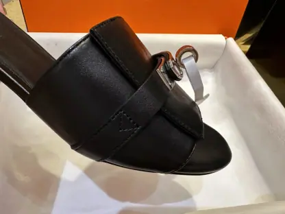 Replica Hermes Women's GIGI 50 Sandal Black CalfSkin #3336 - Image 7
