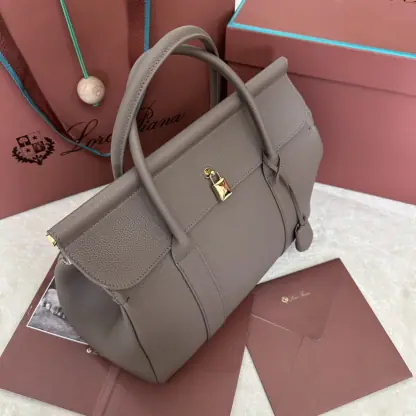 Replica Loro Piana Loom bag L32 Women Tote Fossil Grained Calfskin #3353 - Image 6