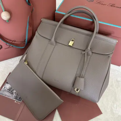 Replica Loro Piana Loom bag L32 Women Tote Fossil Grained Calfskin #3353 - Image 7