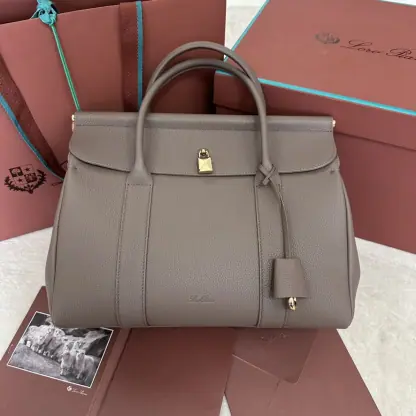 Replica Loro Piana Loom bag L32 Women Tote Fossil Grained Calfskin #3353