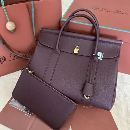 Replica Loro Piana Loom bag L32 Women Tote Azuki Beans Grained Calfskin #3348 - Image 8